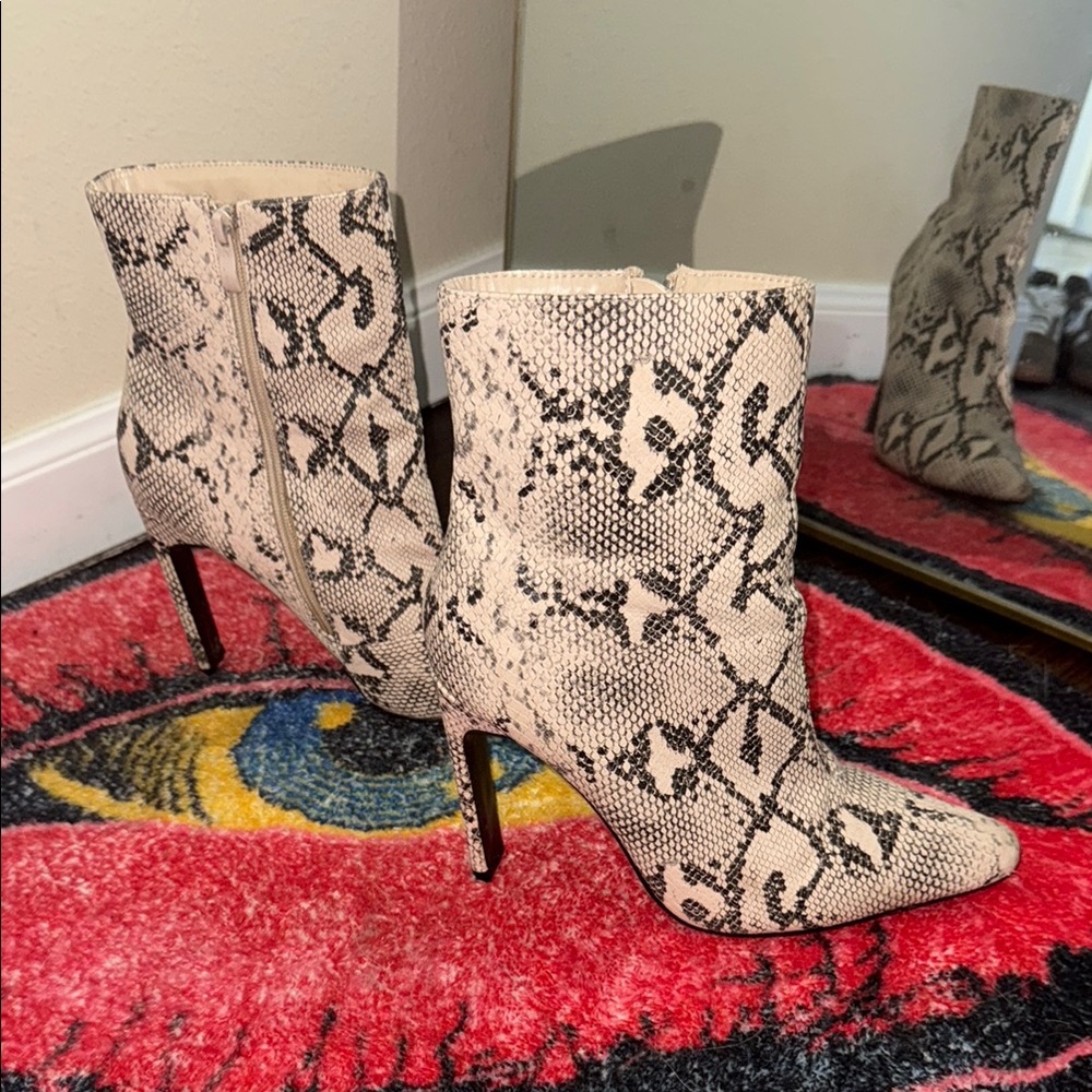 Snakeskin Patterned Ankle Boots
